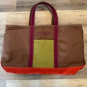 Rare LL Bean Boat & Tote XL Bag Made In USA Colorblock Brown Green Orange Purple